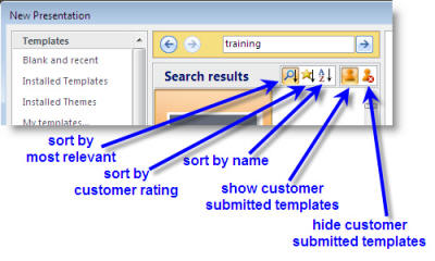 PowerPoint 2007 search template options