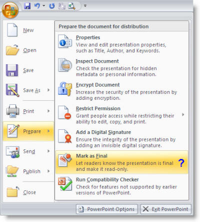 save as final PowerPoint 2007