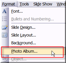 format photo album options menu