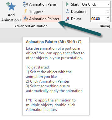 PowerPoint 2013 animation painter