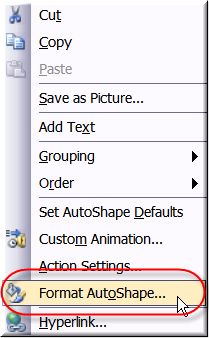 format autoshape dialogue