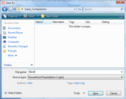 super compressed presentation dialog box