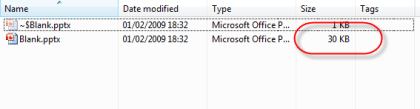 super compressed presentation file size