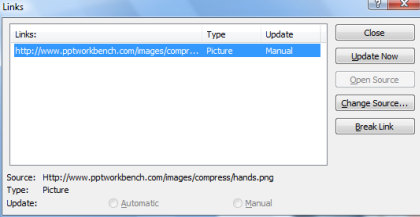 break powerpoint links to image