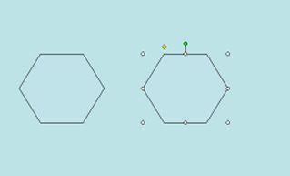 two drawn hexagons