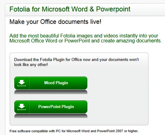 fotolia addin for PowerPoint 2007 and 2010