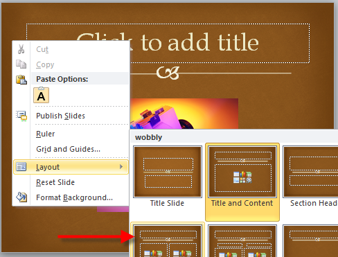 powerpoint layout changed to two content