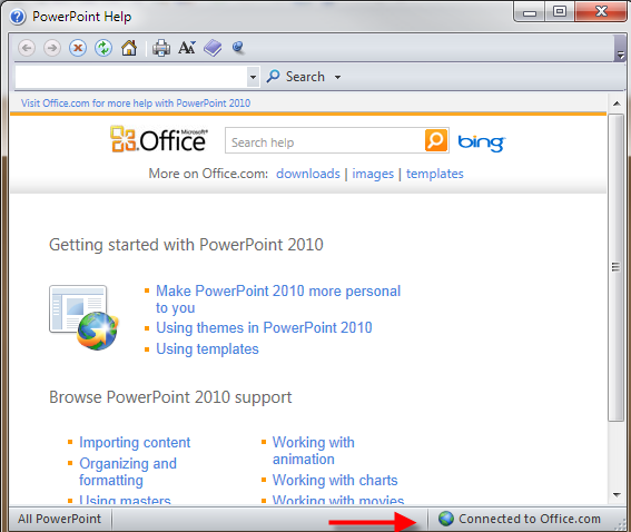 powerpoint 2010 help dialog box