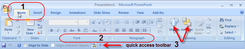 PowerPoint 2007 Home tab