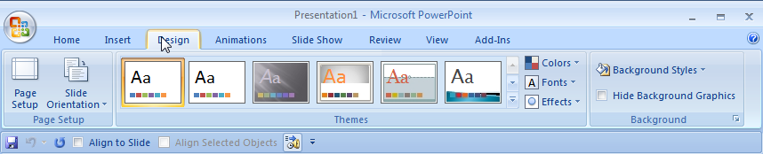 PowerPoint 2007 design tab