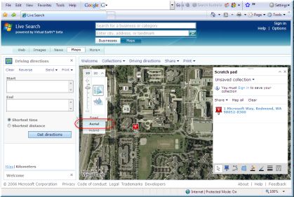 aerial view live search maps and outlook 2007 