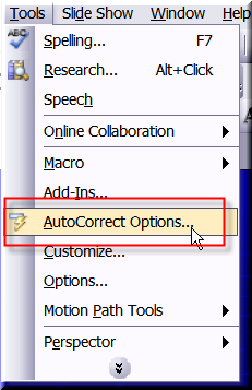 auto correct options