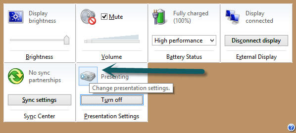 presentation settings dialogue