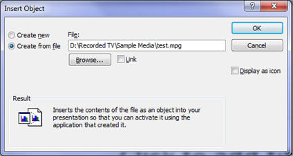 Browse to your selected file in PowerPoint 2010