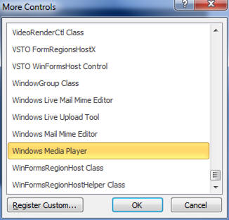 Windows Media Player control in PowerPoint 2010