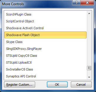 Shockwave Flash Player Control in Powerpoint 2010