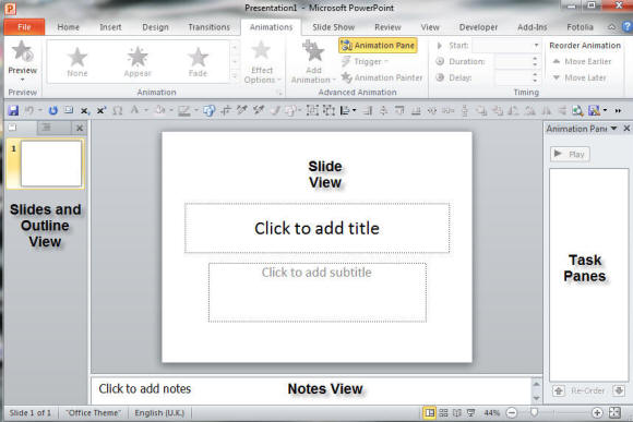 PowerPoint 2010 Tri-pane view