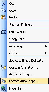 format autoshape menu